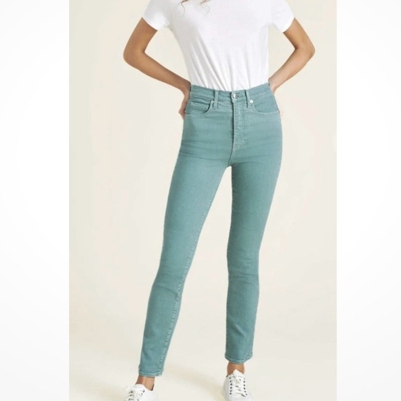 Veronica Beard High Ryleigh High Rise Slim Straight Jeans in Teal Size 26 - Picture 1 of 9